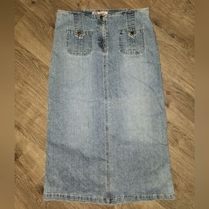 Low rise y2k vintage long denim skirt